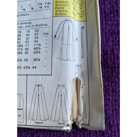 McCalls sewing pattern 4774 leisure suit jacket pants trench size 12 - Picture 5 of 6